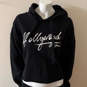 Black Hollywood Cropped California Hoodie